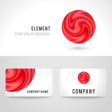 Business card template set, abstract red circle background. illustration