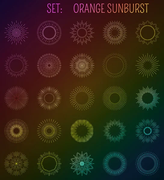 Set of vintage sunburst. Geometric shapes and light ray collection — Stock Photo, Image