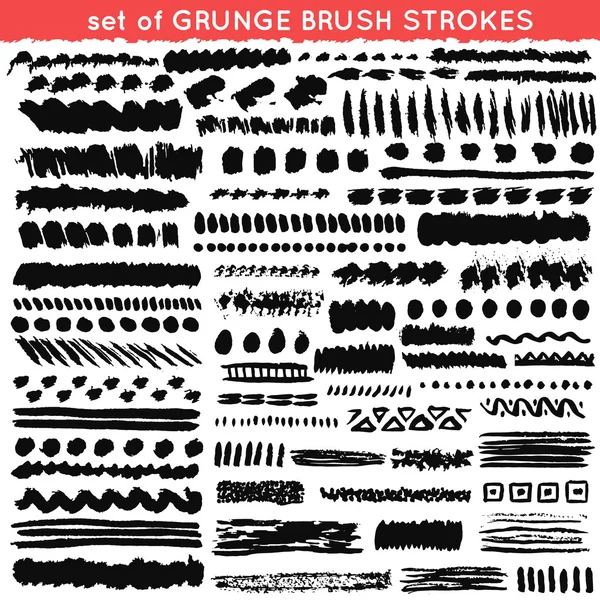 Set of grunge and ornamental different brush strokes. illustration — Stockfoto