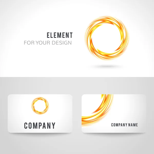 Business card template set, abstract orange circle background. illustration — Zdjęcie stockowe