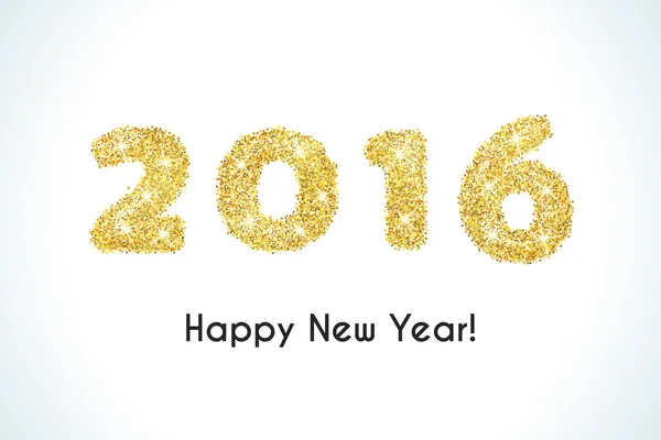 Mutlu yeni yıl 2016 altın tebrik kartı zarif bir tarzda yapılmış — Stok Vektör