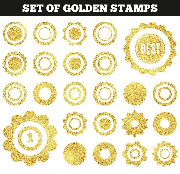 Set of golden grunge stamp. Round shapes. Vector illustration — Stock Vector