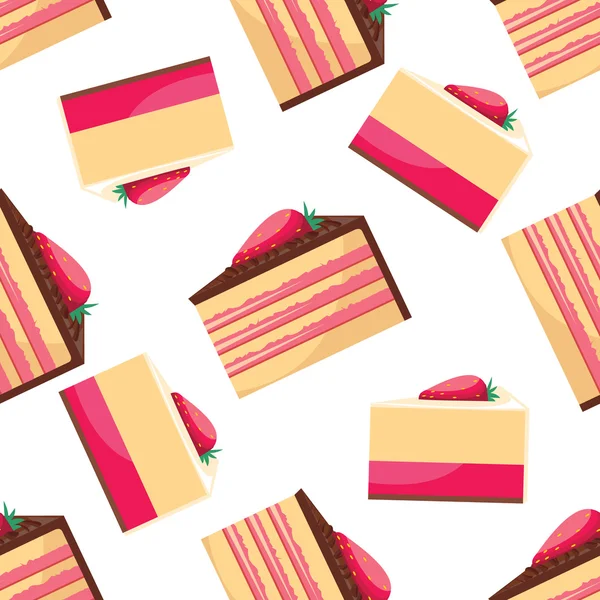 Nahtloser Hintergrund mit Muster von leckeren Erdbeer-Cupcake — Stockvektor