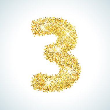 Three number in golden style. Vector illustration gold design