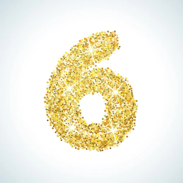 Six chiffres dans le style doré. Illustration vectorielle gold design — Image vectorielle