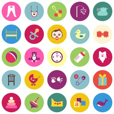 Gölgeler renkli bebek öğeler kümesi.