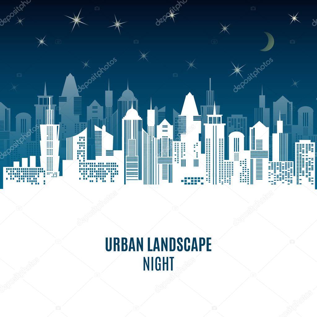 City urban design. Night landscape.