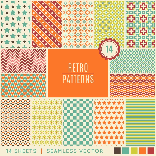 Vintage different vector seamless patterns — Stock Vector