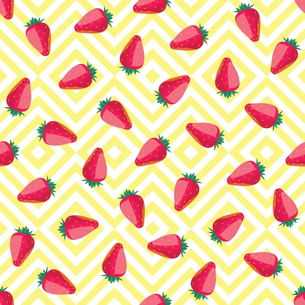 Nahtloses Muster mit Erdbeeren. Vektorillustration — Stockvektor