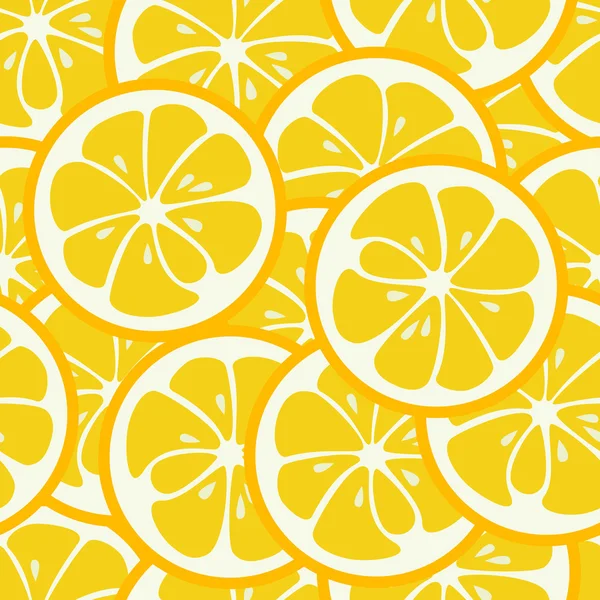 Cute seamless pattern with yellow lemon slices — Stock Vector