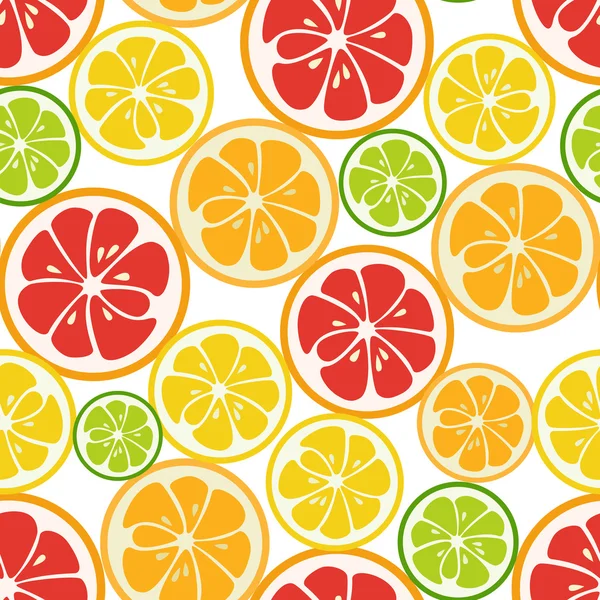 Patrón a rayas sin costuras con lima, naranja y pomelo — Vector de stock