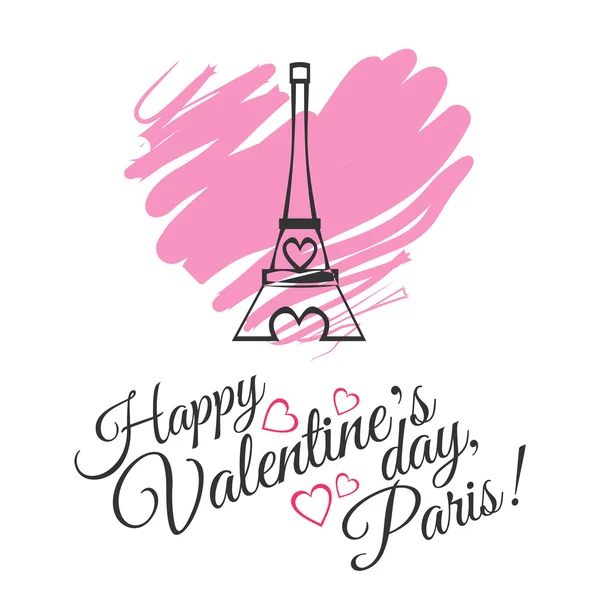 Feliz día de San Valentín diseño de tarjetas de felicitación celebración con Torre Eiffel — Archivo Imágenes Vectoriales