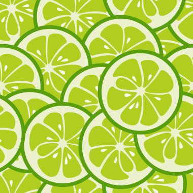 Cute seamless pattern with green lime slices