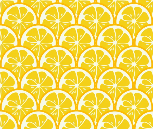 Lindo patrón sin costuras con rodajas de limón amarillo — Vector de stock