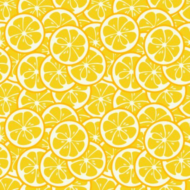 Cute seamless pattern with yellow lemon slices