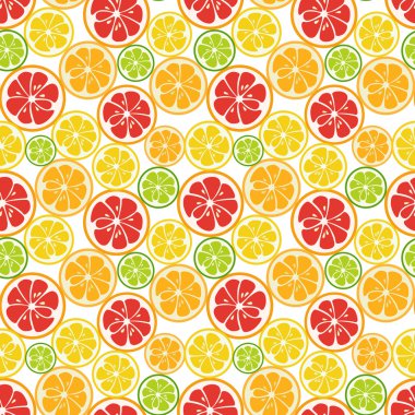 Striped seamless pattern with lime, orange and grapefruit