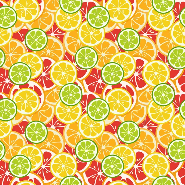 Striped seamless pattern with lime, orange and grapefruit — Stock Vector