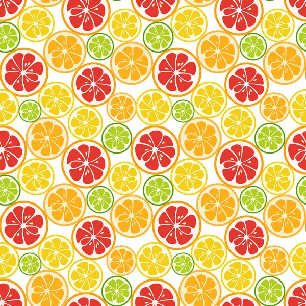 Motif rayé sans couture avec citron vert, orange et pamplemousse — Image vectorielle