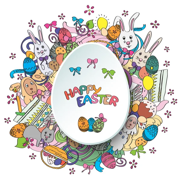 Colorful happy easter greeting card in vector — 스톡 벡터