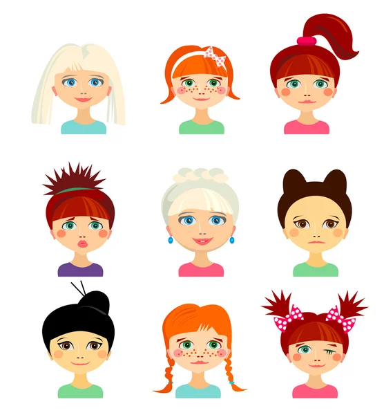 Avatar set with womens of different ethnicity origin — Stock Vector