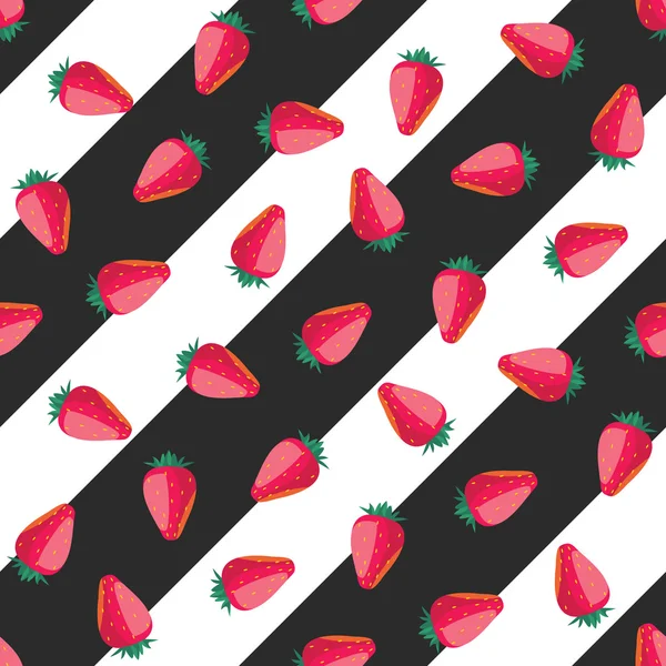 草莓的无缝图案。矢量说明 — 图库矢量图片