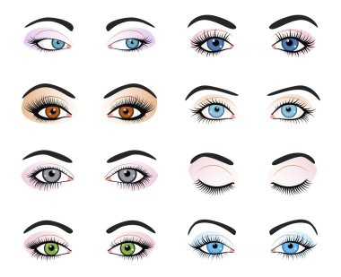Set of female eyes and brows image