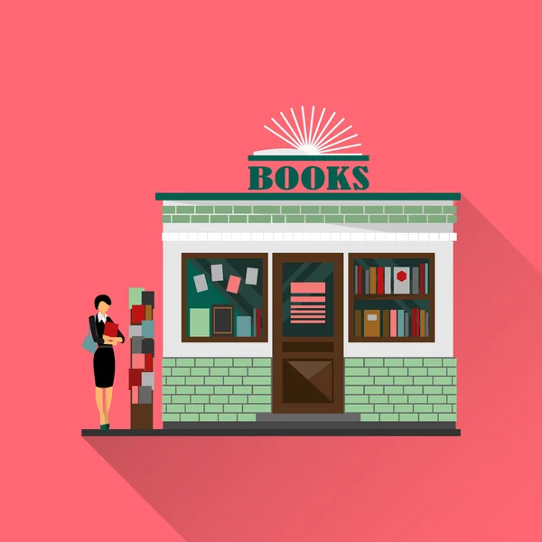 Vector bookstore mall. Books shop building — Διανυσματικό Αρχείο