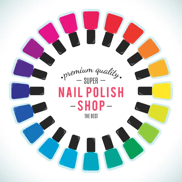 Nail polish women accessories set in a palette — 图库矢量图片