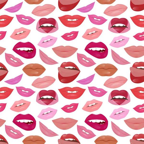 Patrón de labios glamour con diferentes colores de lápiz labial — Archivo Imágenes Vectoriales