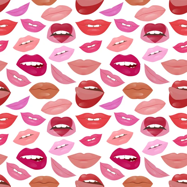 Glamour lippen patroon met verschillende lippenstift kleuren — Stockvector