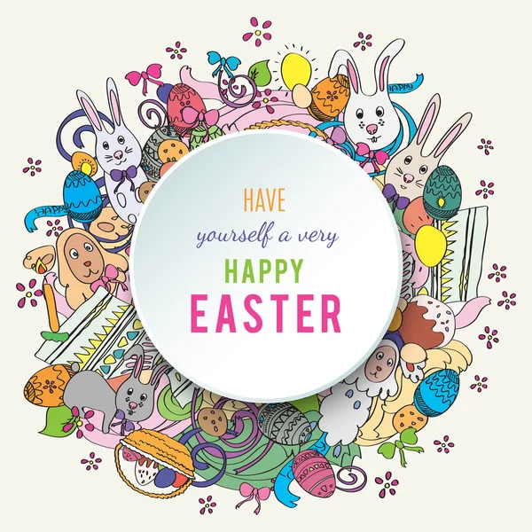 Colorful happy easter greeting card in vector — Stock Vector