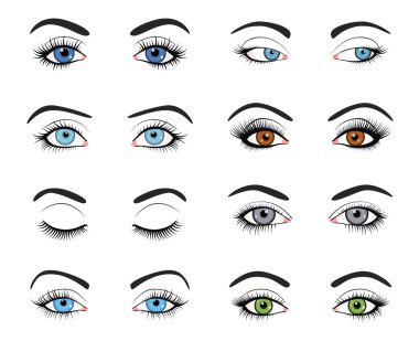 Set of female eyes and brows image