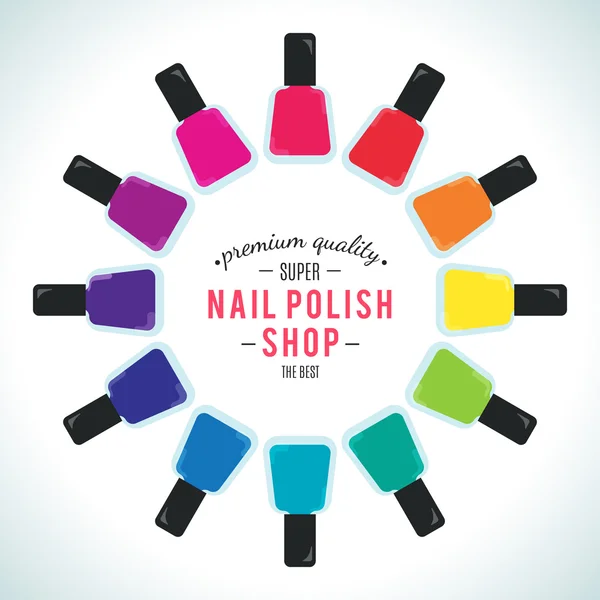 Nail polish women accessories set in a palette — 图库矢量图片