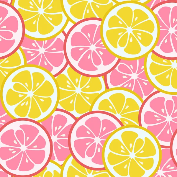 Seamless pattern with pink and yellow citrus — Stock Vector