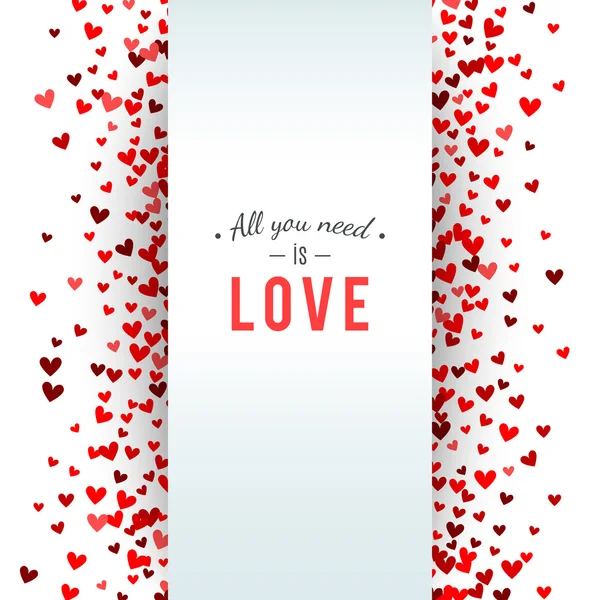 Romantic red heart background. Vector illustration — Stock vektor