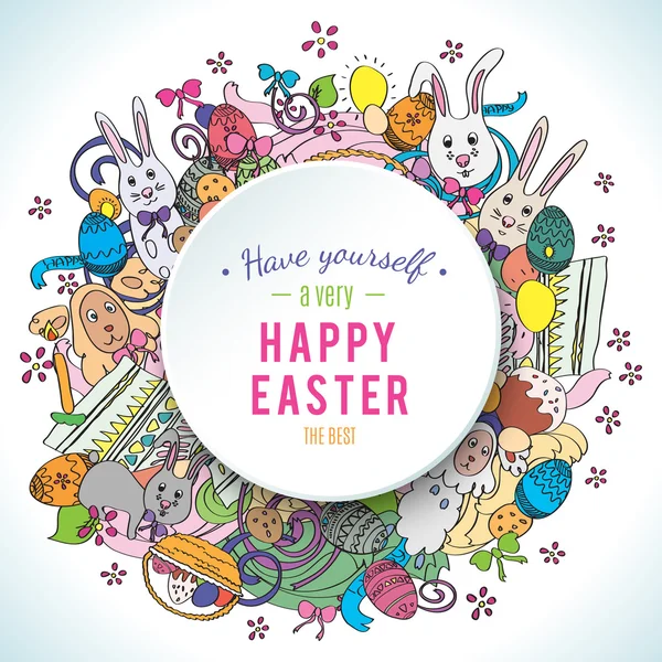 Colorful happy easter greeting card in vector — Stock Vector