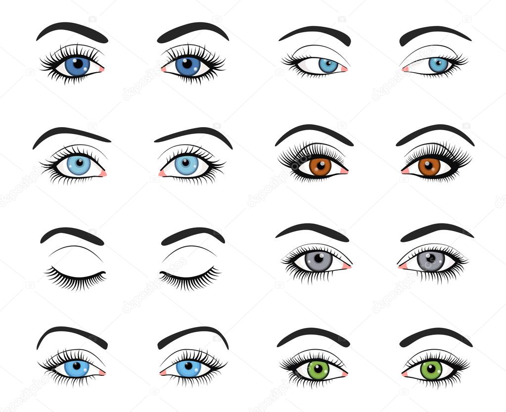 Set of female eyes and brows image