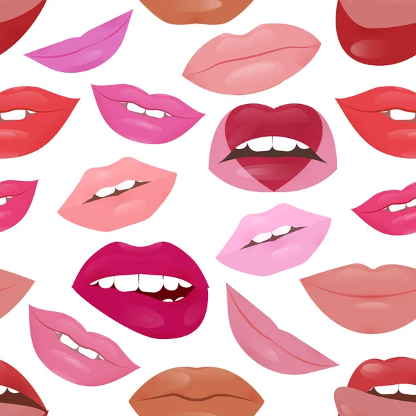 Гламурные губы узора с различными цветами помады — стоковый вектор