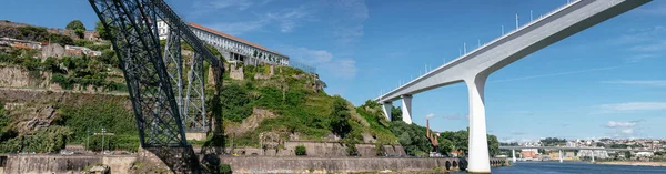 Pontes Sobre Rio Douro Porto Portugal — Fotografia de Stock