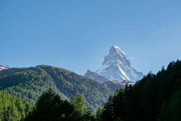 Mighty Beautiful Matterhorn Peak Famous Iconic Swiss Mountain Alps Zermatt — Fotografia de Stock