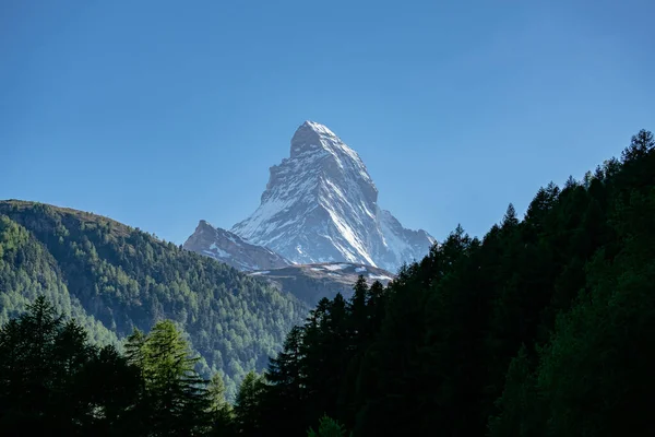 Mighty Beautiful Matterhorn Peak Famous Iconic Swiss Mountain Alps Zermatt — Fotografia de Stock