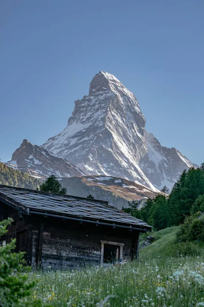 The Mighty and Beautiful Matterhorn Peak, The Famous and Iconic Swiss Mountain in the Alps, Zermatt, Valais, İsviçre