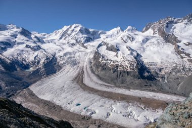 Gornergrat Buzulu / Gornergletscher - İsviçre 'nin Valais kantonunda Zermatt' a yakın Monte Rosa 'nın batı yakasındaki vadi buzulu - İsviçre Alpleri