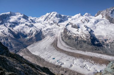 Gornergrat Buzulu / Gornergletscher - İsviçre 'nin Valais kantonunda Zermatt' a yakın Monte Rosa 'nın batı yakasındaki vadi buzulu - İsviçre Alpleri