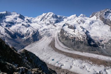 Gornergrat Buzulu / Gornergletscher - İsviçre 'nin Valais kantonunda Zermatt' a yakın Monte Rosa 'nın batı yakasındaki vadi buzulu - İsviçre Alpleri
