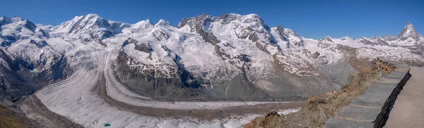 Gornergrat Buzulu Gornergletscher Sviçre Nin Valais Kantonunda Zermatt Yakın Monte — Stok fotoğraf