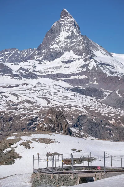 Der Mächtige Und Wunderschöne Matterhorngipfel Vom Gornergrat Dem Berühmten Und — Stockfoto