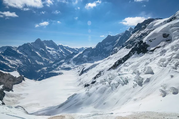 Sviçre Deki Jungfrau Demiryolundaki Eismeer Buzulunun Penceresinden Bakın Sviçre Alpleri — Stok fotoğraf