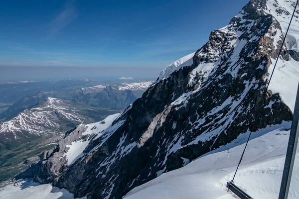 Montagne Vallée Enneigées Vue Depuis Observatoire Jungfraujoch Sphinx Région Jungfrau — Photo