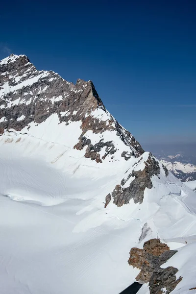 Vista Teleférico Eiger Express Snow Covered Mountain Observatório Jungfraujoch Sphinx — Fotografia de Stock